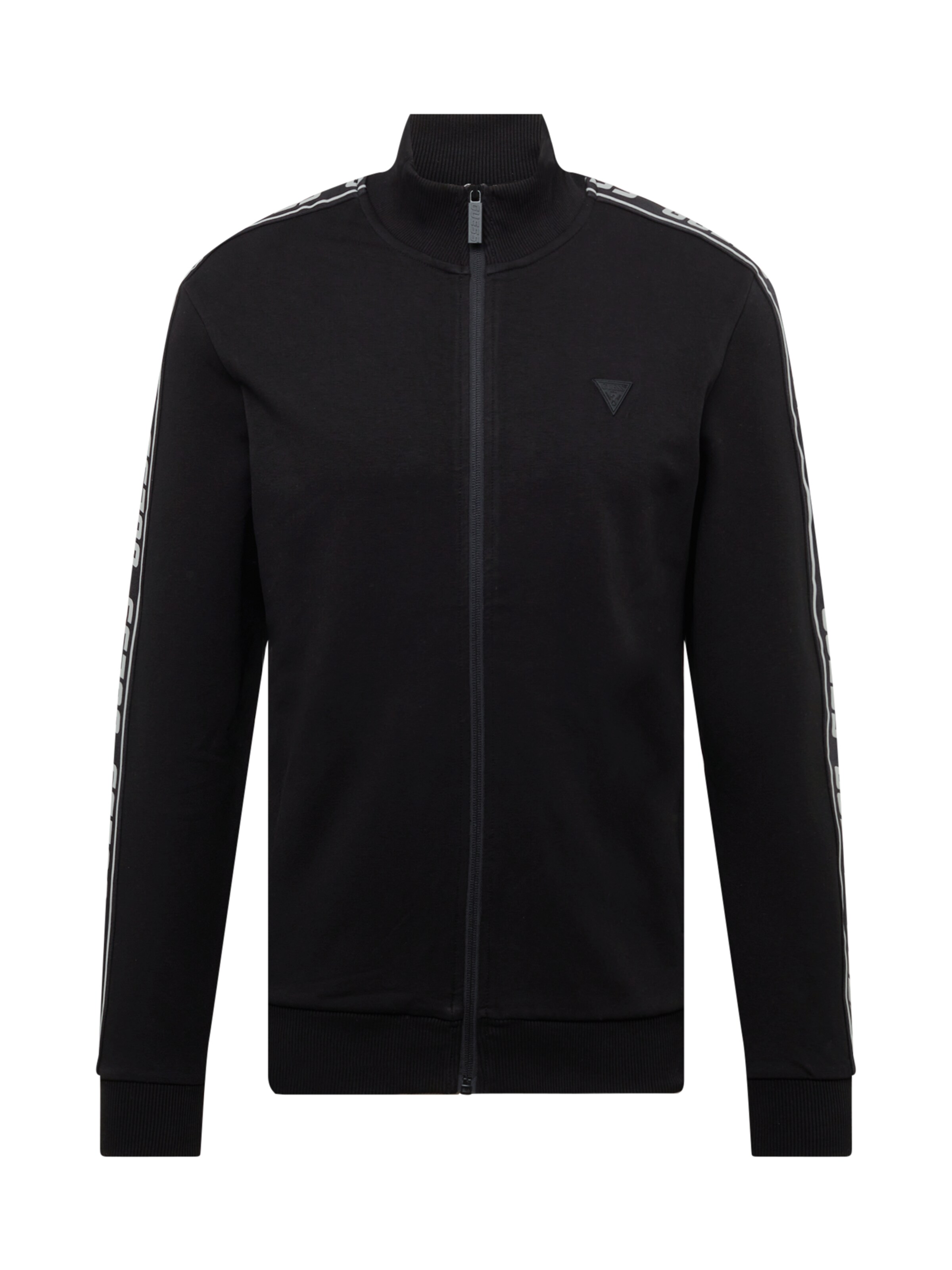 GUESS Zip-Up Hoodie in Black: front