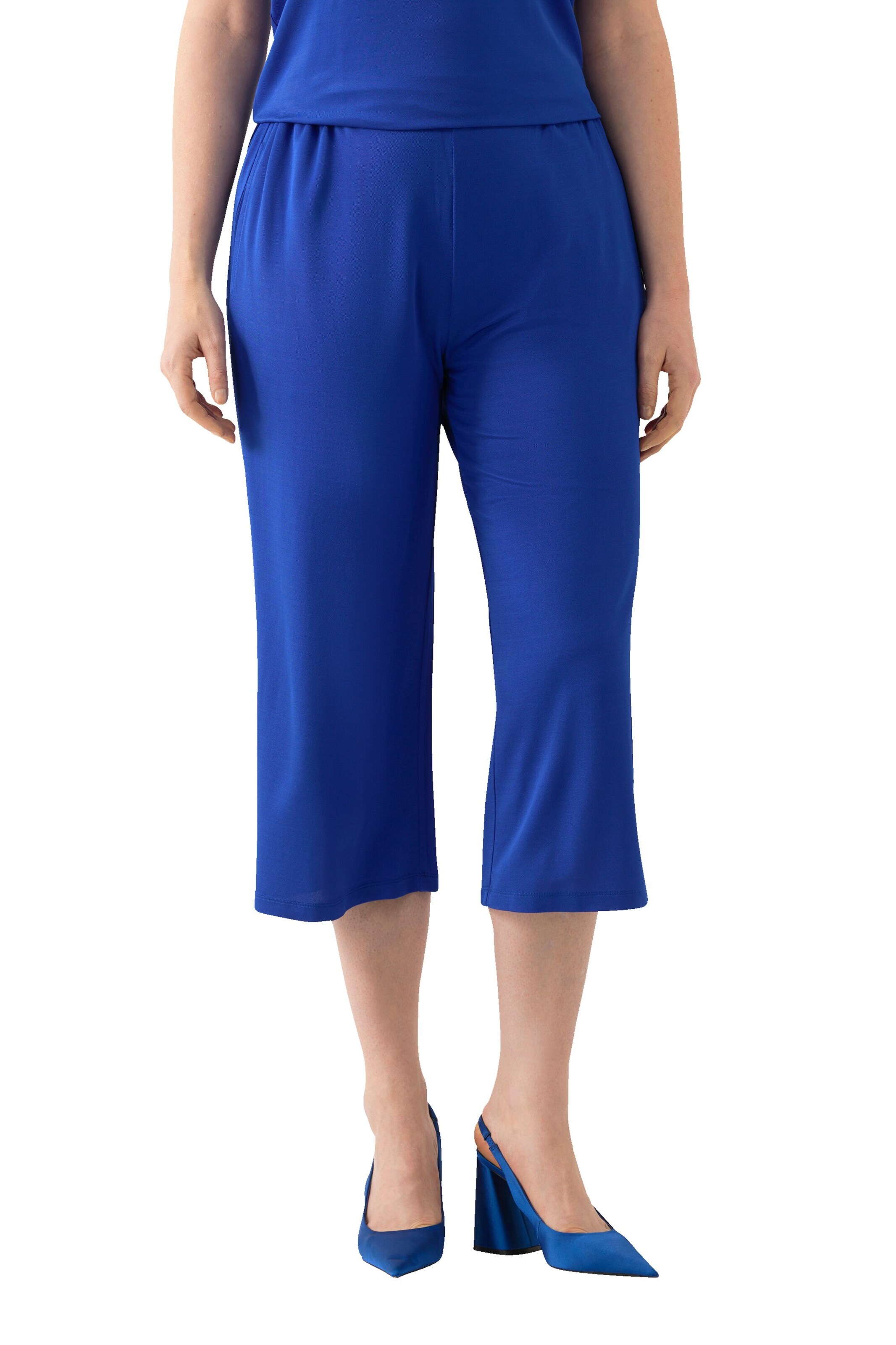 Ulla Popken Wide leg Broek in Blauw: voorkant