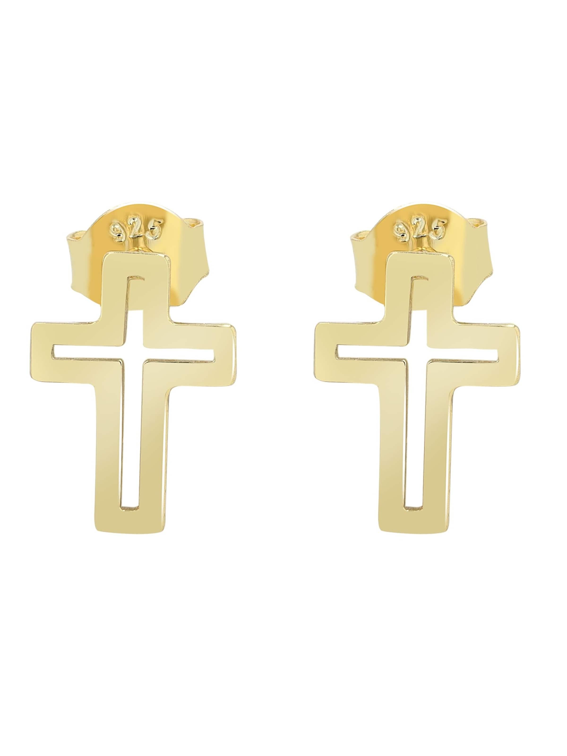 Akzent Ohrringe 'Emely, 925 Sterlingsilber, langlebig'‌‌‌ in Gold: Vorderseite