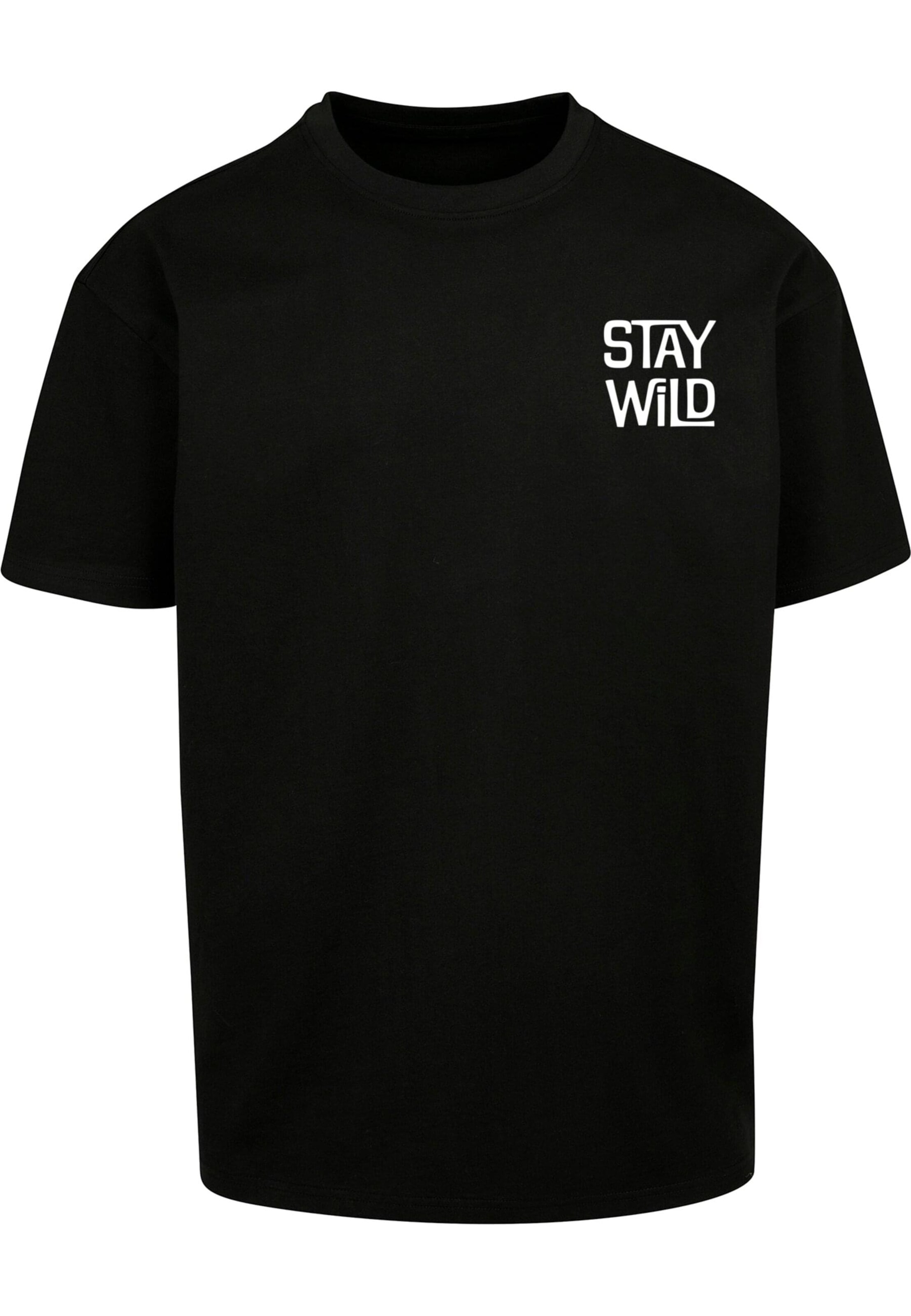 Merchcode Shirt 'Stay Wild' in Zwart: voorkant