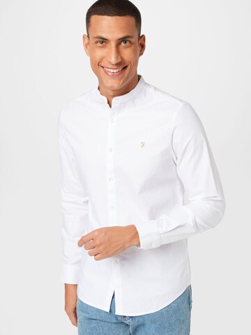 FARAH Slim fit Button Up Shirt 'BREWER' in White: front