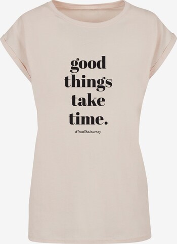 Maglietta 'Good Things Take Time' di Merchcode in beige: frontale