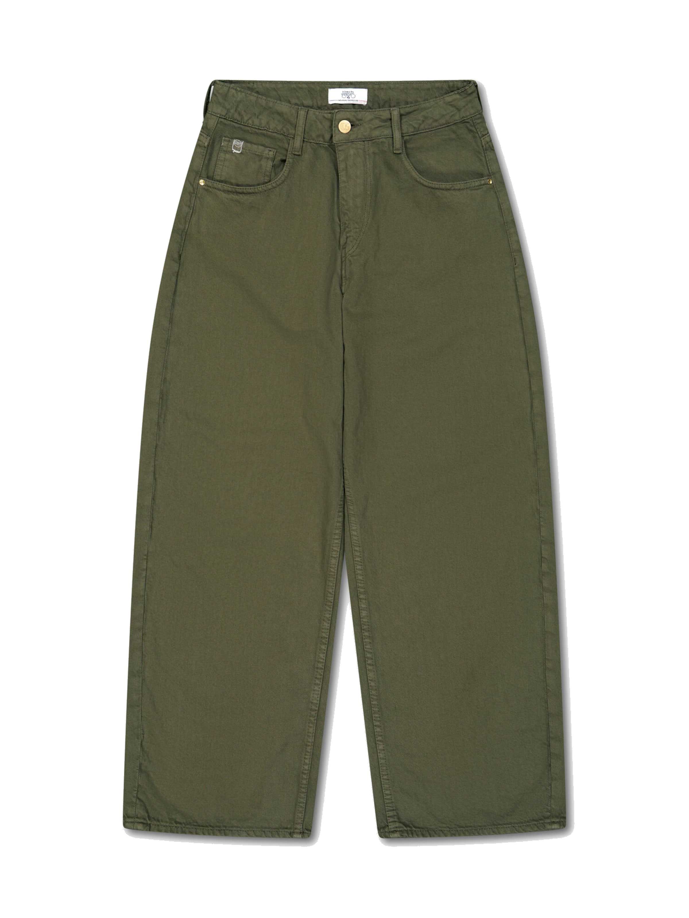 Le Temps Des Cerises Wide leg Jeans in Groen: voorkant