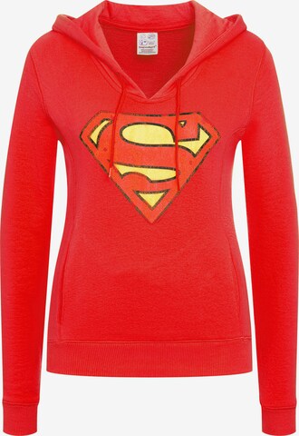 LOGOSHIRT Kapuzensweatshirt 'DC Comics - Superman' in Rot: predná strana