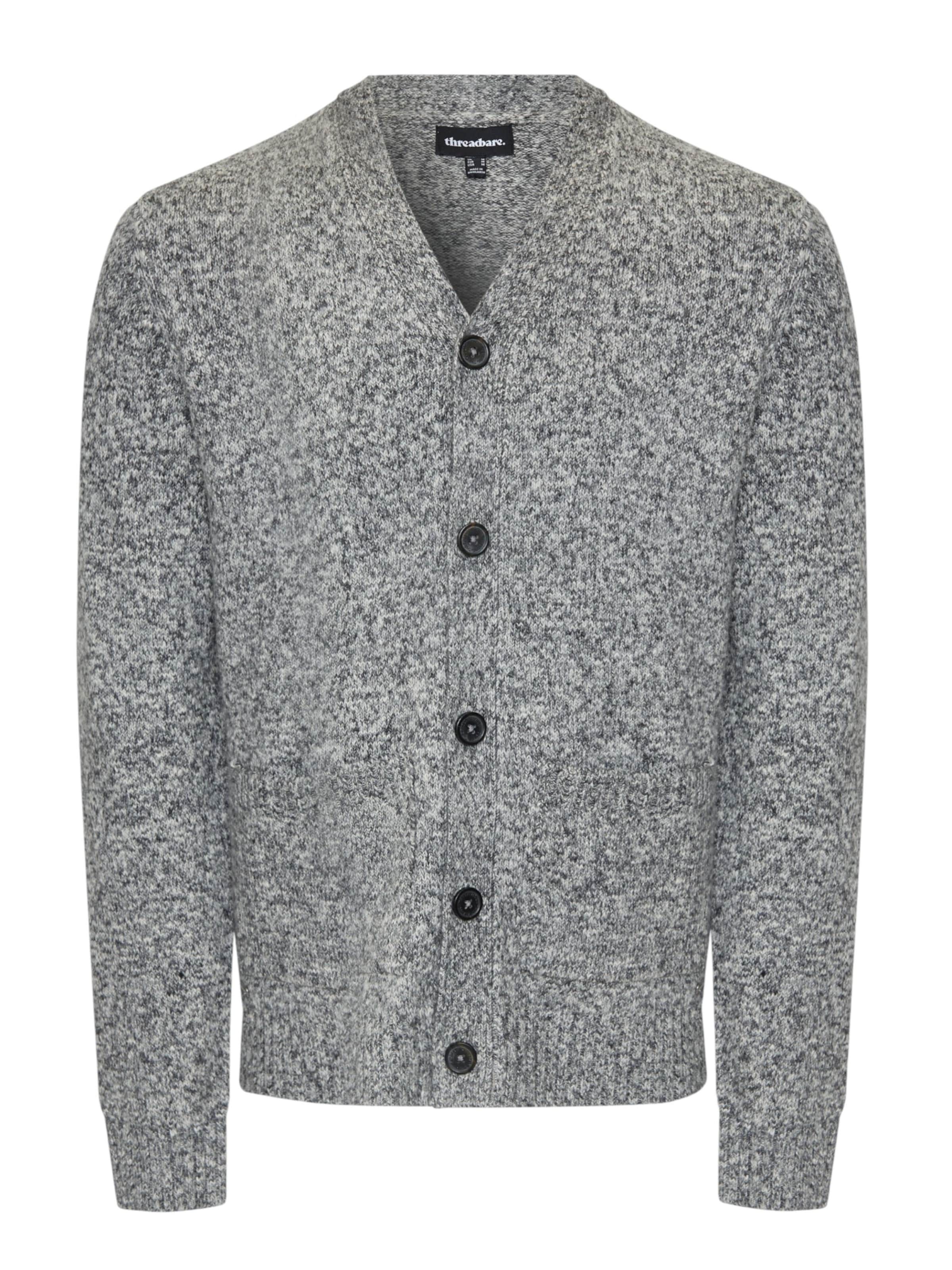 Threadbare Strickjacke 'Hadfield' in Grau: Vorderseite