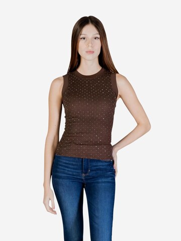 Top 'SL FRANCINE SMOCK HOTFIX TOP W6GP14 K2940' di GUESS in marrone: frontale