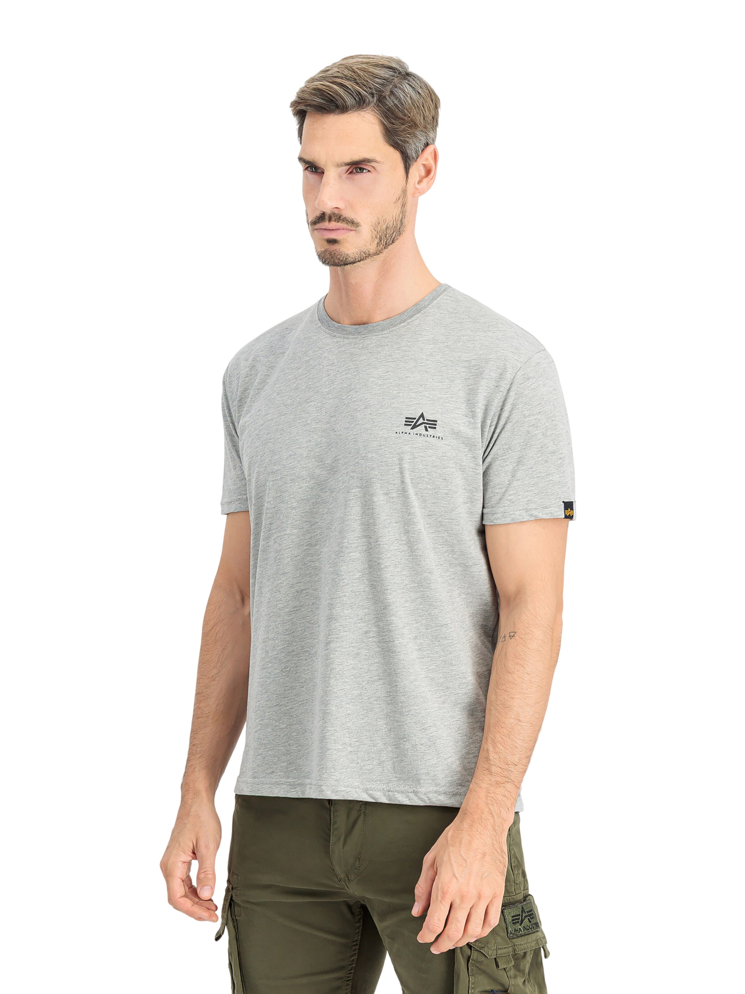ALPHA INDUSTRIES Shirt 'Basic Small Logo'‌‌ in Grau: Vorderseite