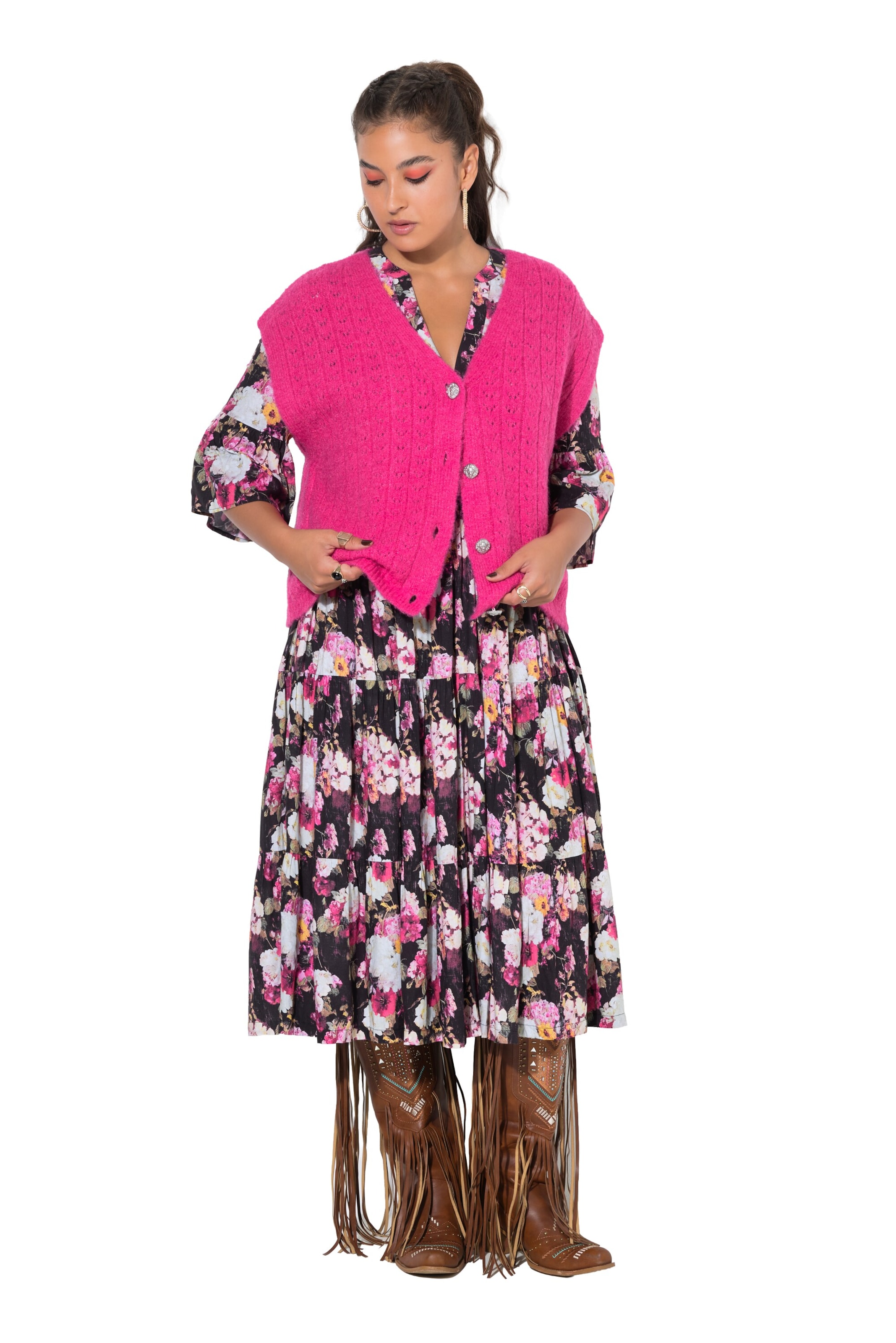 Studio Untold Knit cardigan in Pink: front