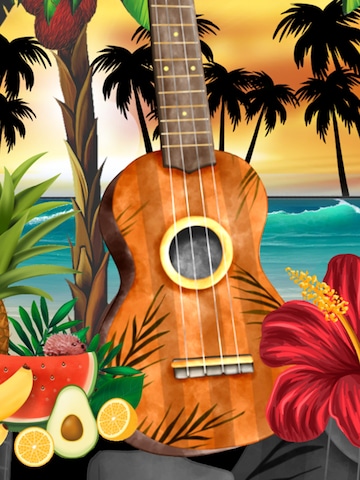 Hawaiihemdshop.de - Ajuste regular Camisa 'Hawaiihemd Hawaiian Ukulele' en negro