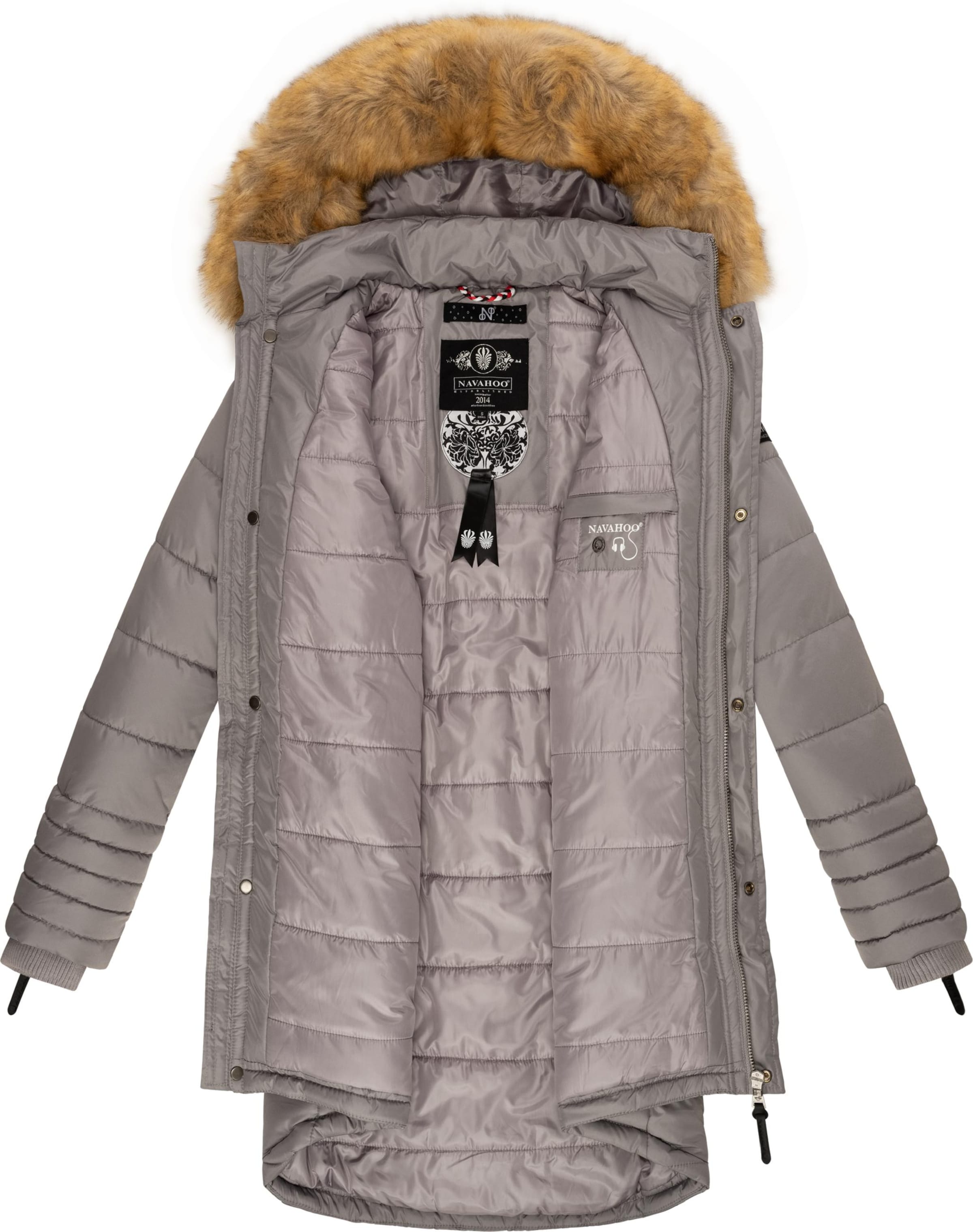 NAVAHOO Winter coat 'Papaya' in Grey