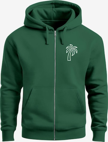 Neverless Zip-Up Hoodie 'Palm Lineart' in Green: front