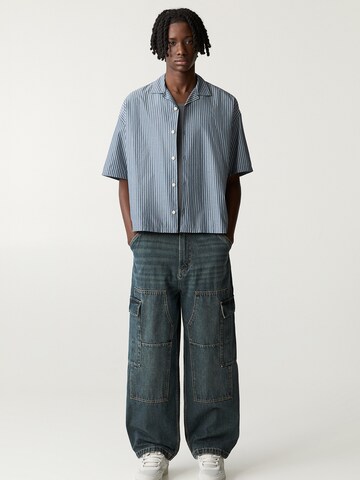 Pull&Bear Baggy Карго дънки в синьо