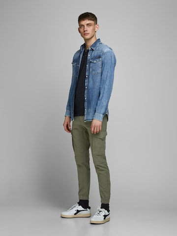 JACK & JONES Zwężany krój Bojówki 'Paul' w kolorze zielony