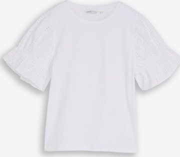 T-shirt TOM TAILOR DENIM en blanc : devant