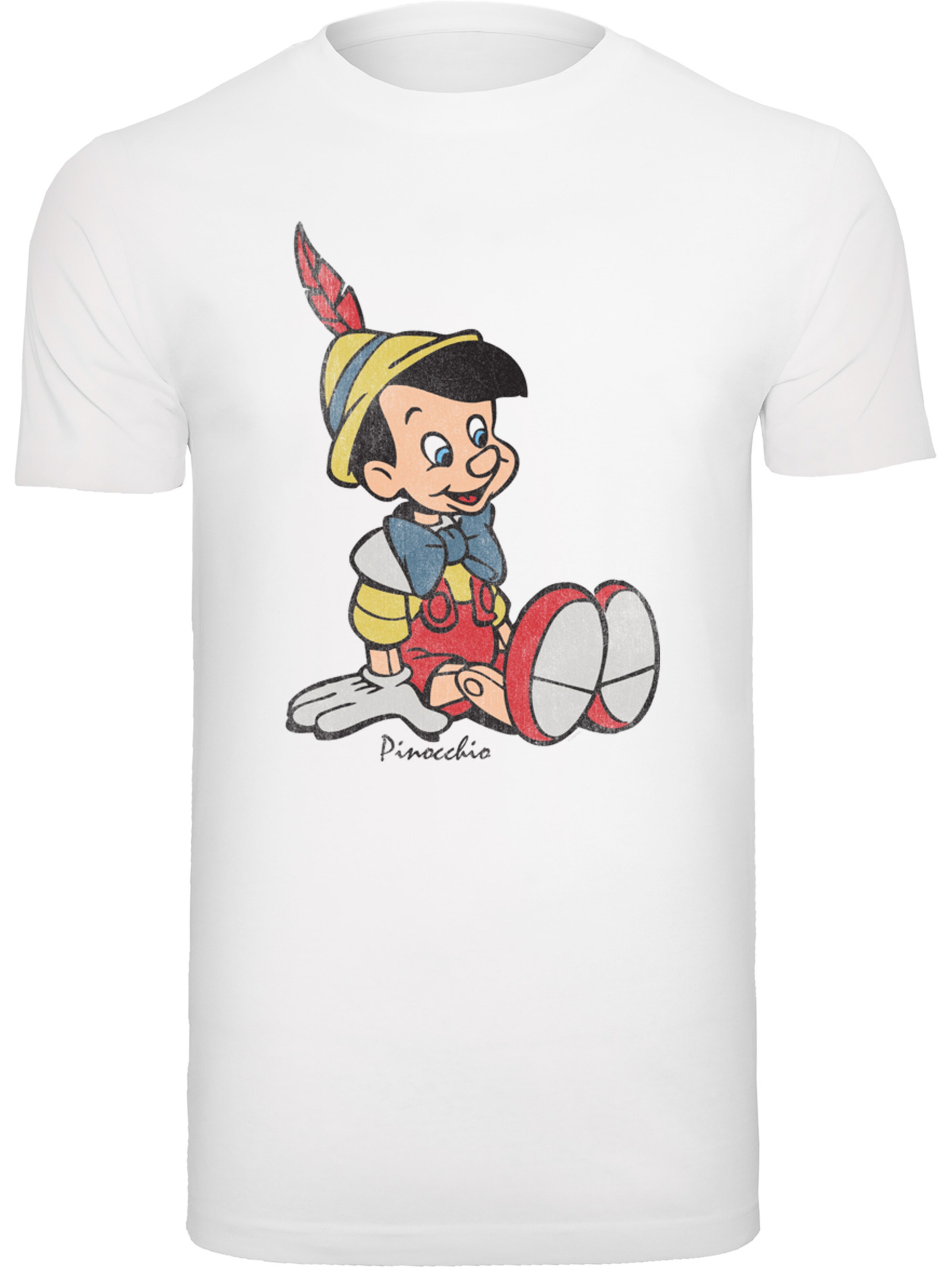 T-Shirt 'Disney Pinocchio Classic Pinocchio' F4NT4STIC en blanc : devant