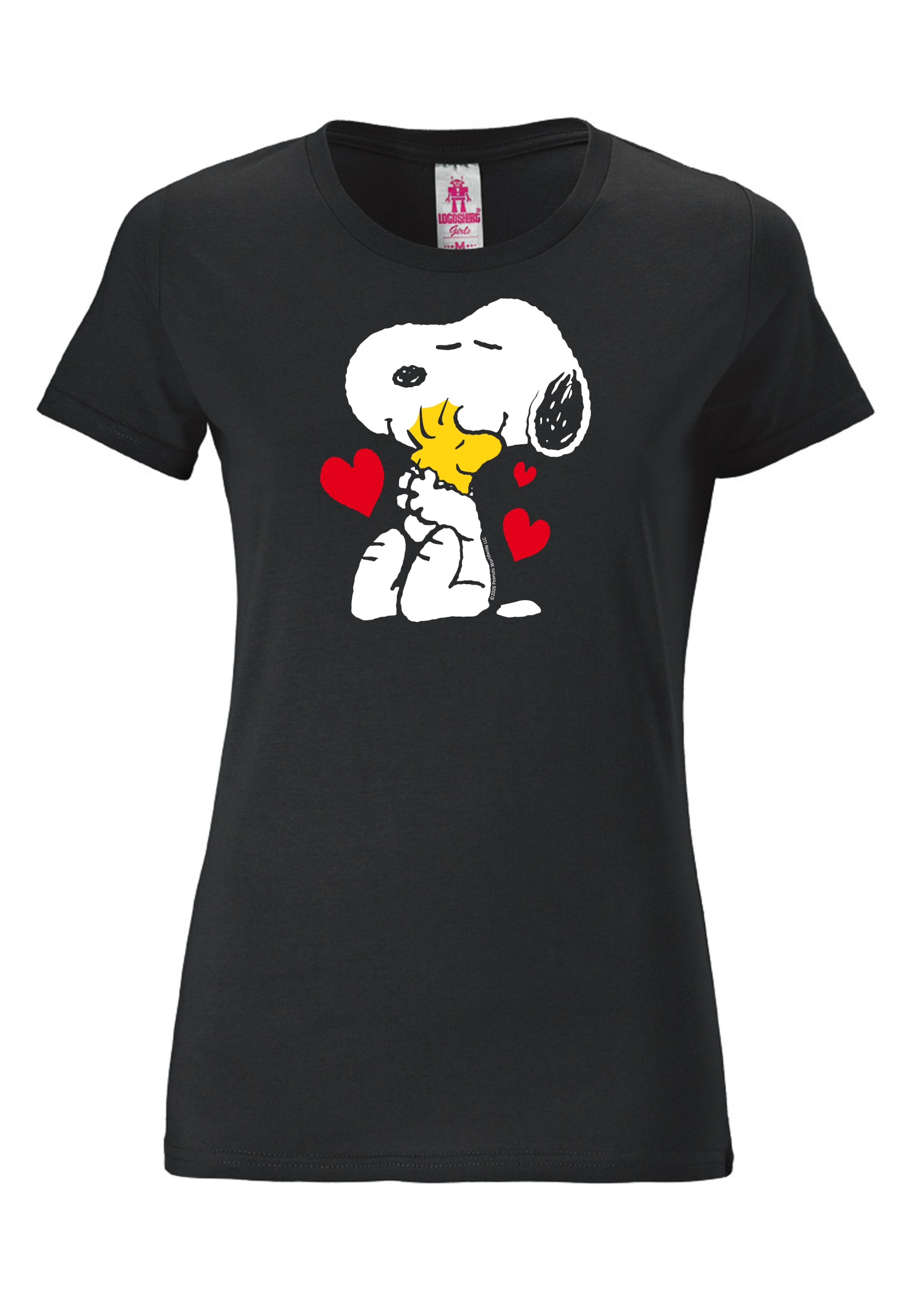 LOGOSHIRT Shirt 'Peanuts - Best Friends' in Black: front