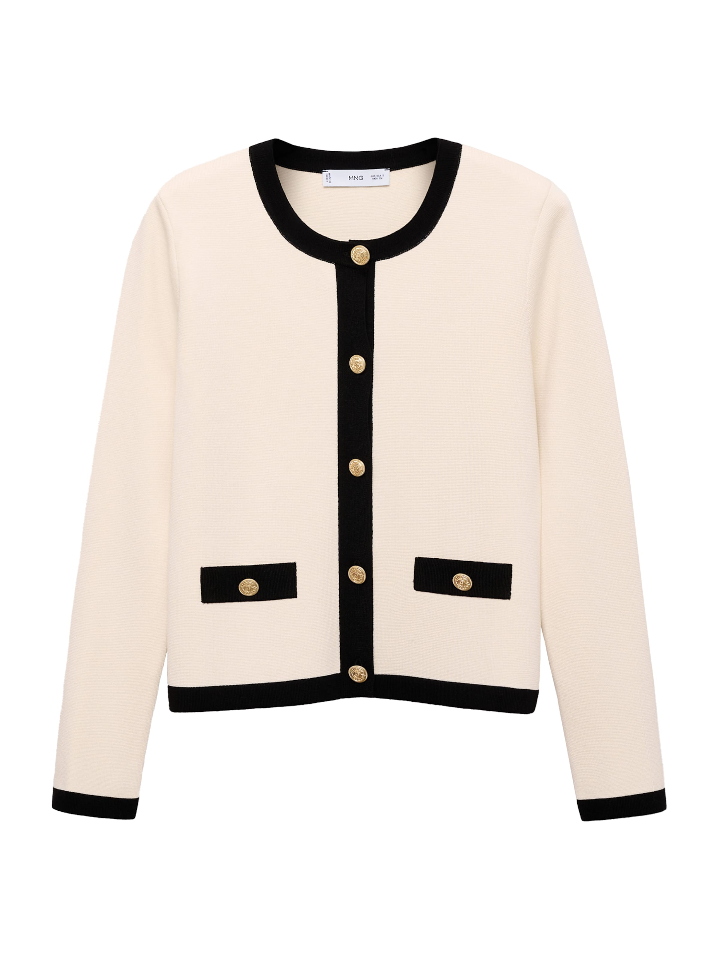 MANGO Strickjacke 'PIA' in beige / schwarz, Produktansicht