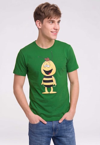 LOGOSHIRT Shirt 'Die Biene Maja - Willi' in Green: front
