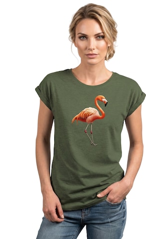 MAKAYA Shirt 'Flamingo' in Green: front
