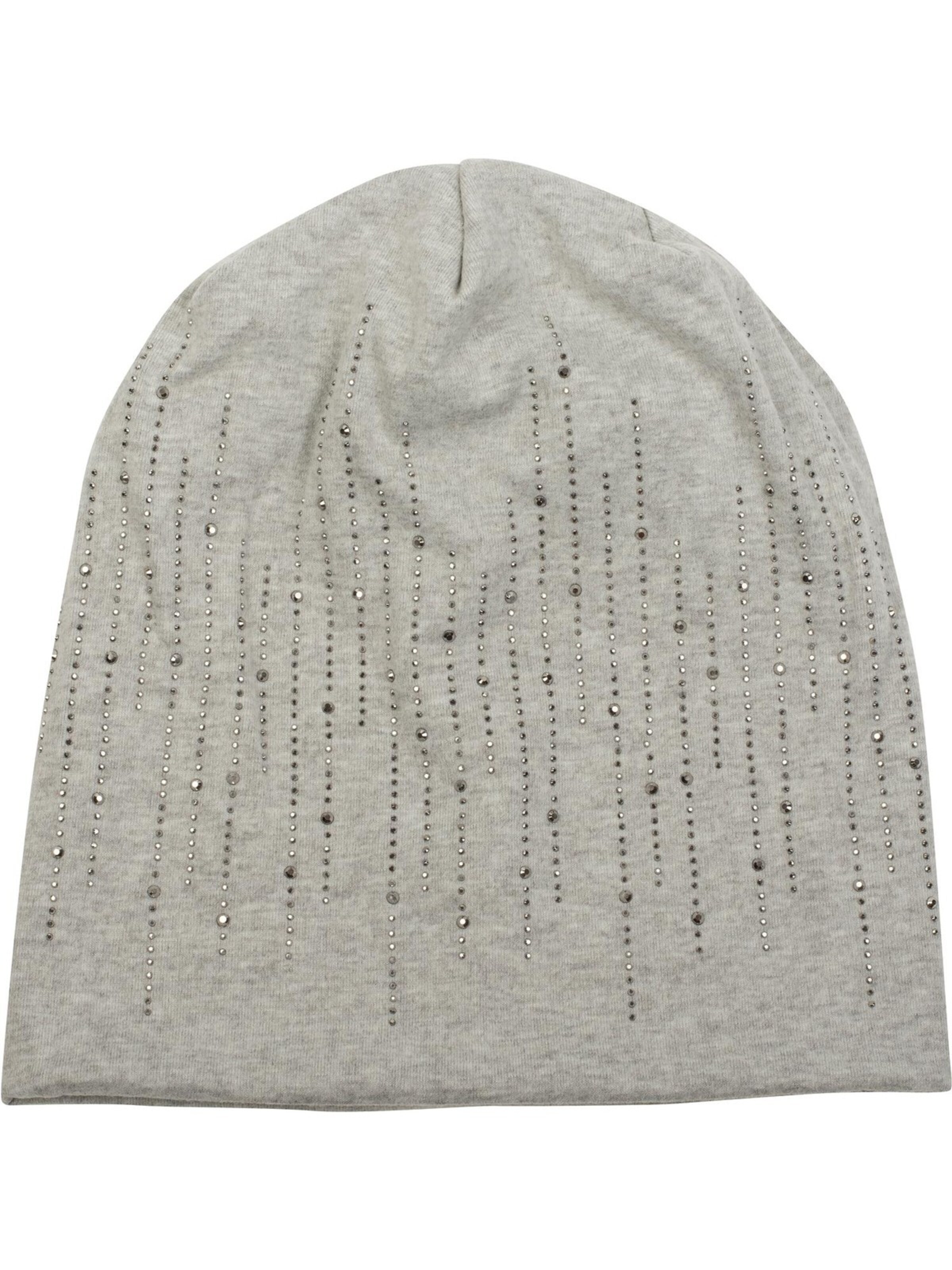 styleBREAKER Mütze 'Beanie mit Strass Streifen'‌ in Grau