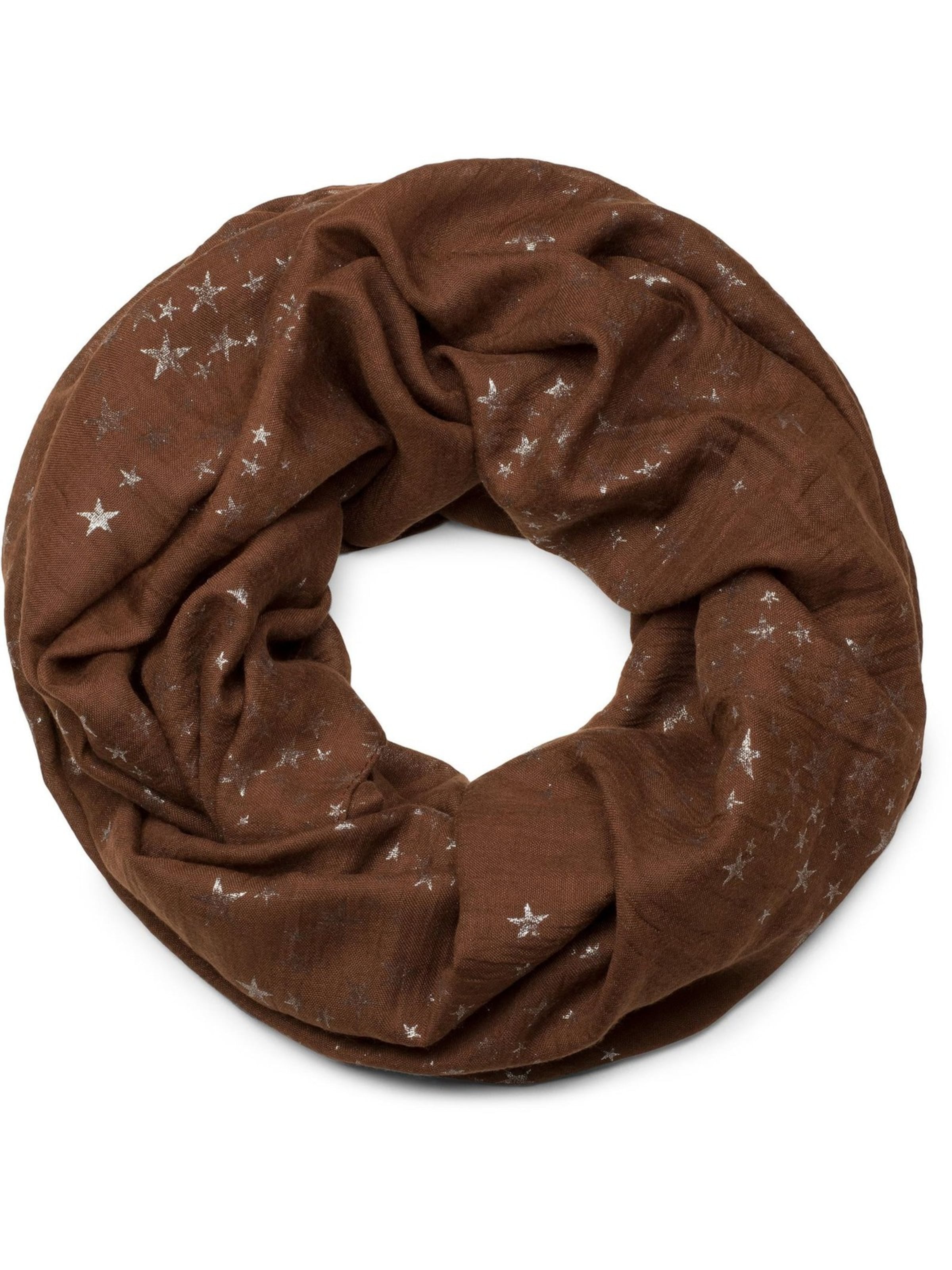 styleBREAKER Loop scarf 'Loop Schal mit Metallic Sterne Print' in Brown: front