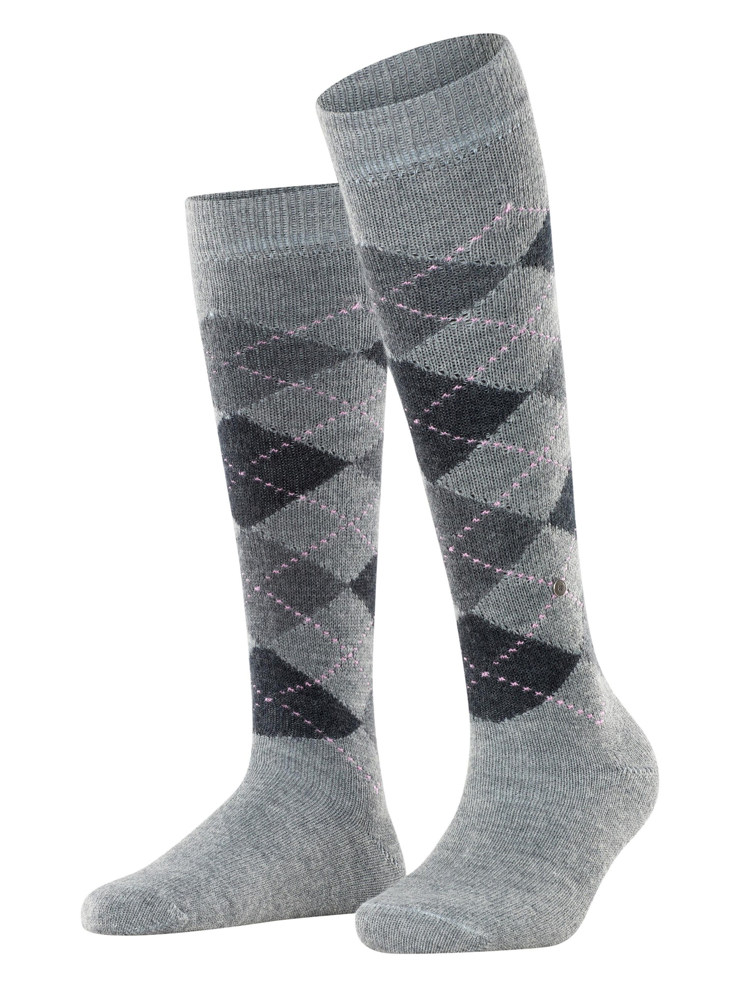 BURLINGTON Over the Knee Socks 'Whitby' in Grey: front