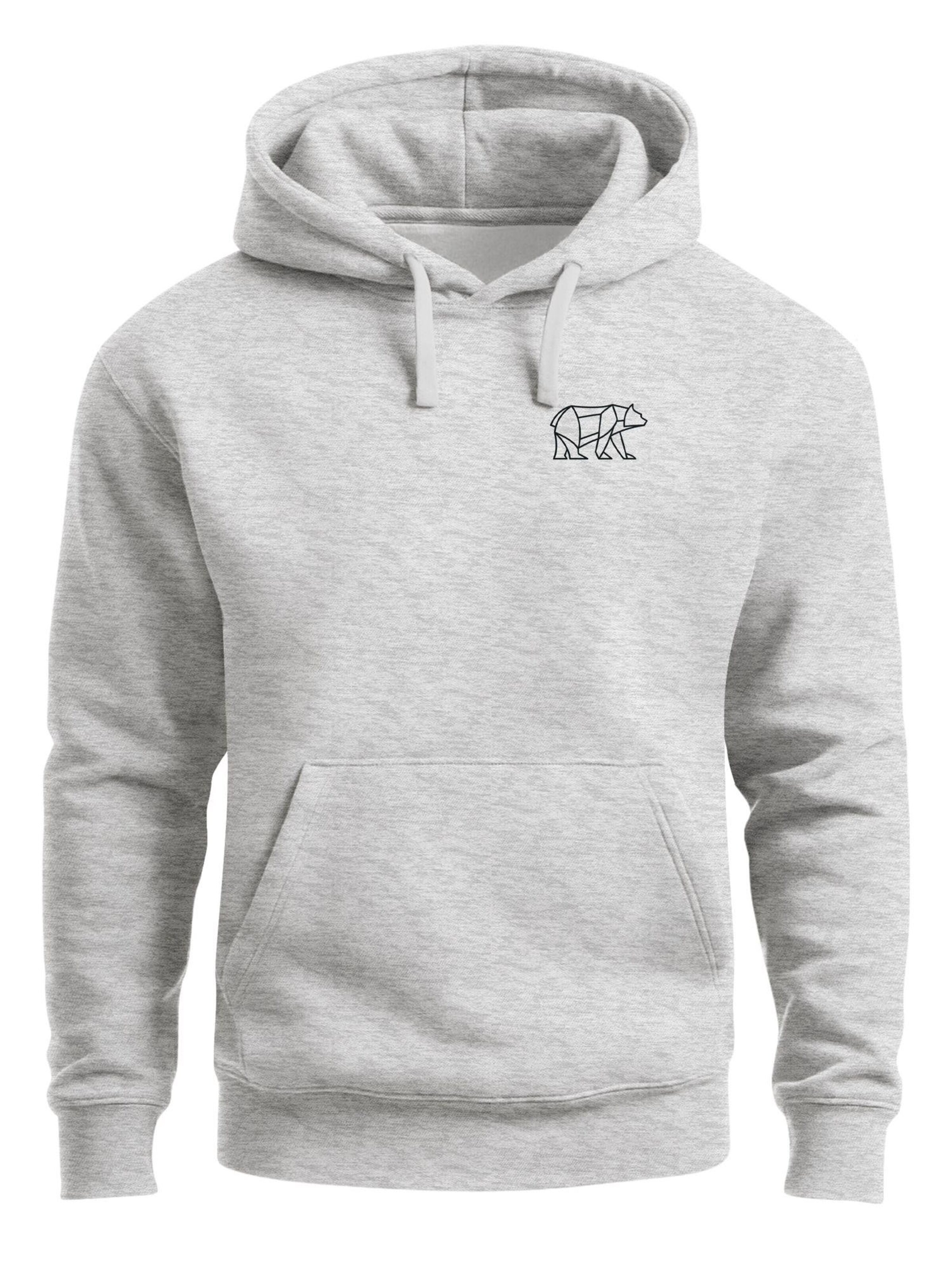 Neverless Sweatshirt 'Bär Lineart Polygon' in Grey: front