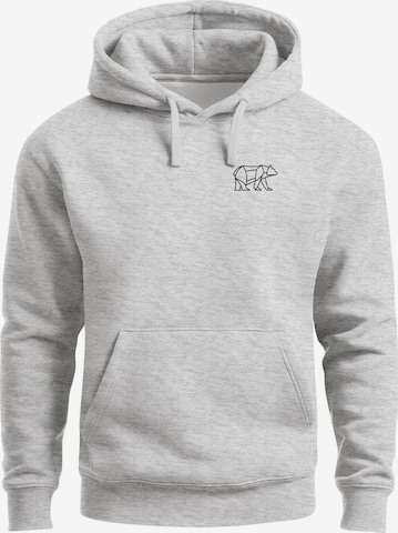 Neverless Sweatshirt 'Bär Lineart Polygon' in Grau: Vorderseite