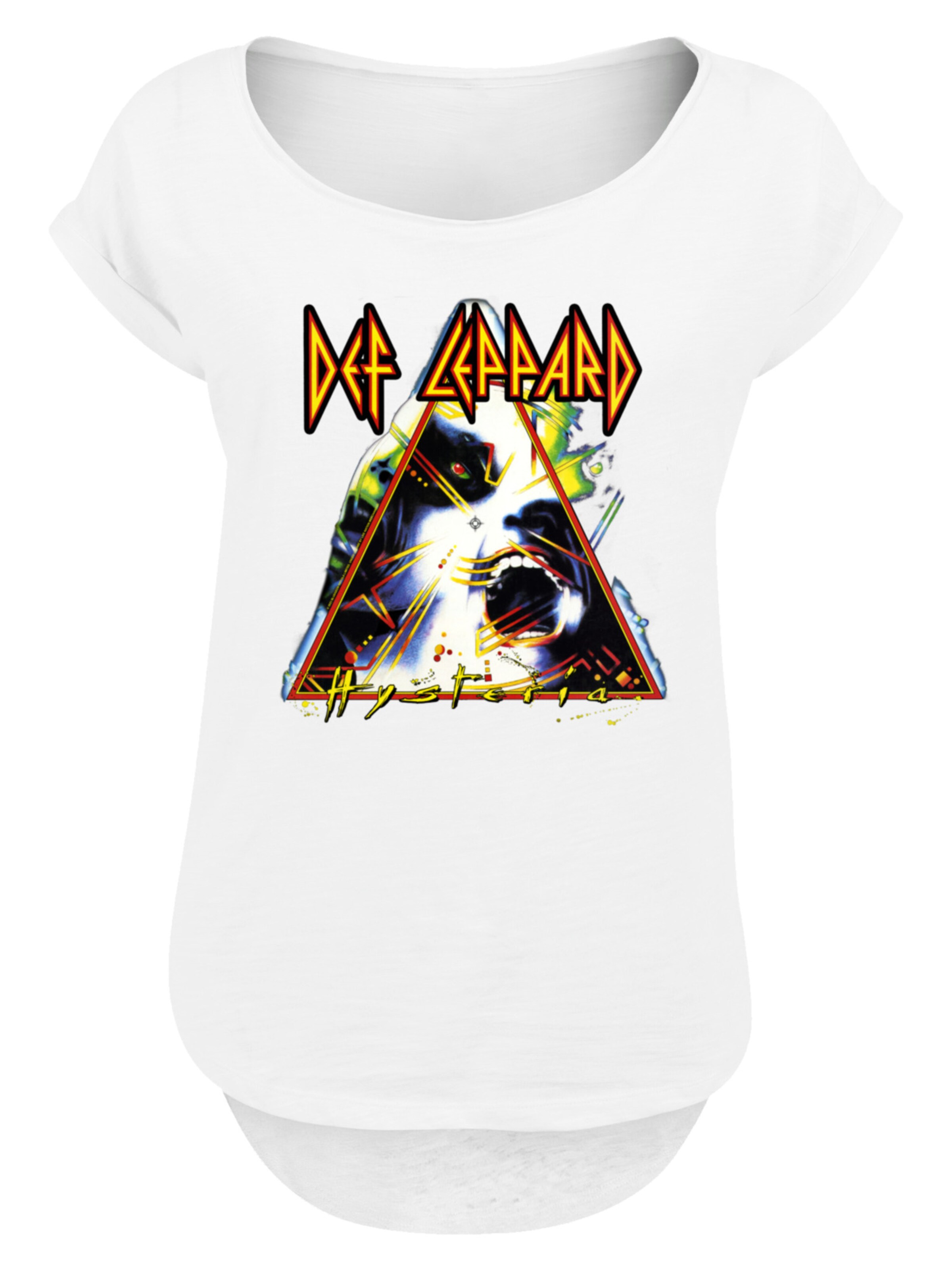 F4NT4STIC Shirt 'Def Leppard Hysteria' in Wit: voorkant