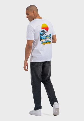 Oldskull Shirt 'Retro Pixel Wave Logo Graphic' in White