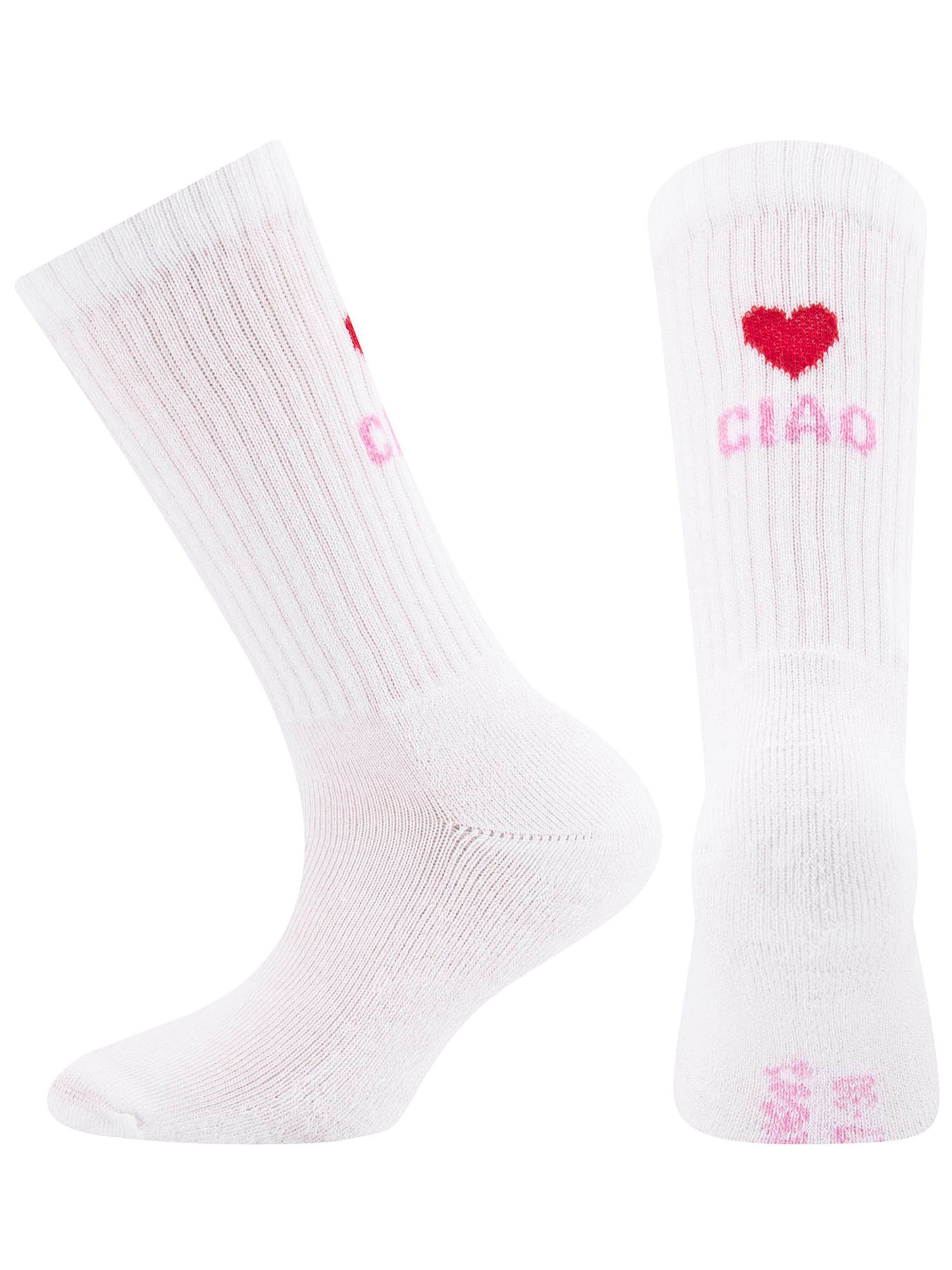 EWERS Socken &#x27;Ciao Amore&#x27; in Weiß: Vorderseite