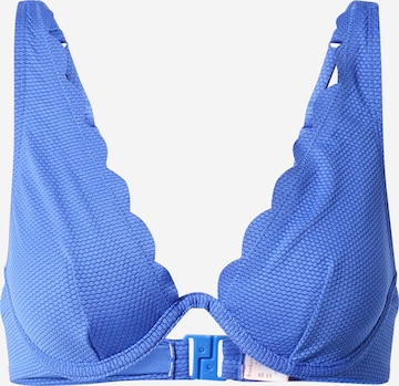 Hunkemöller Triangle Bikini Top 'Scallop up' in Blue: front