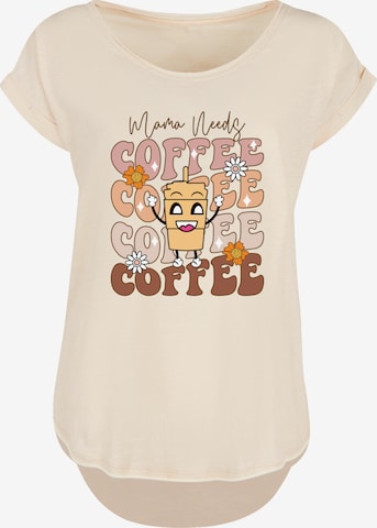 F4NT4STIC Shirt 'Mothers Day Coffee Lover Mom Caffeine Addiction Coffee Cup' in Beige: voorkant