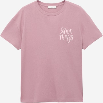Tricou 'GOOD' de la MANGO TEEN pe roz: față