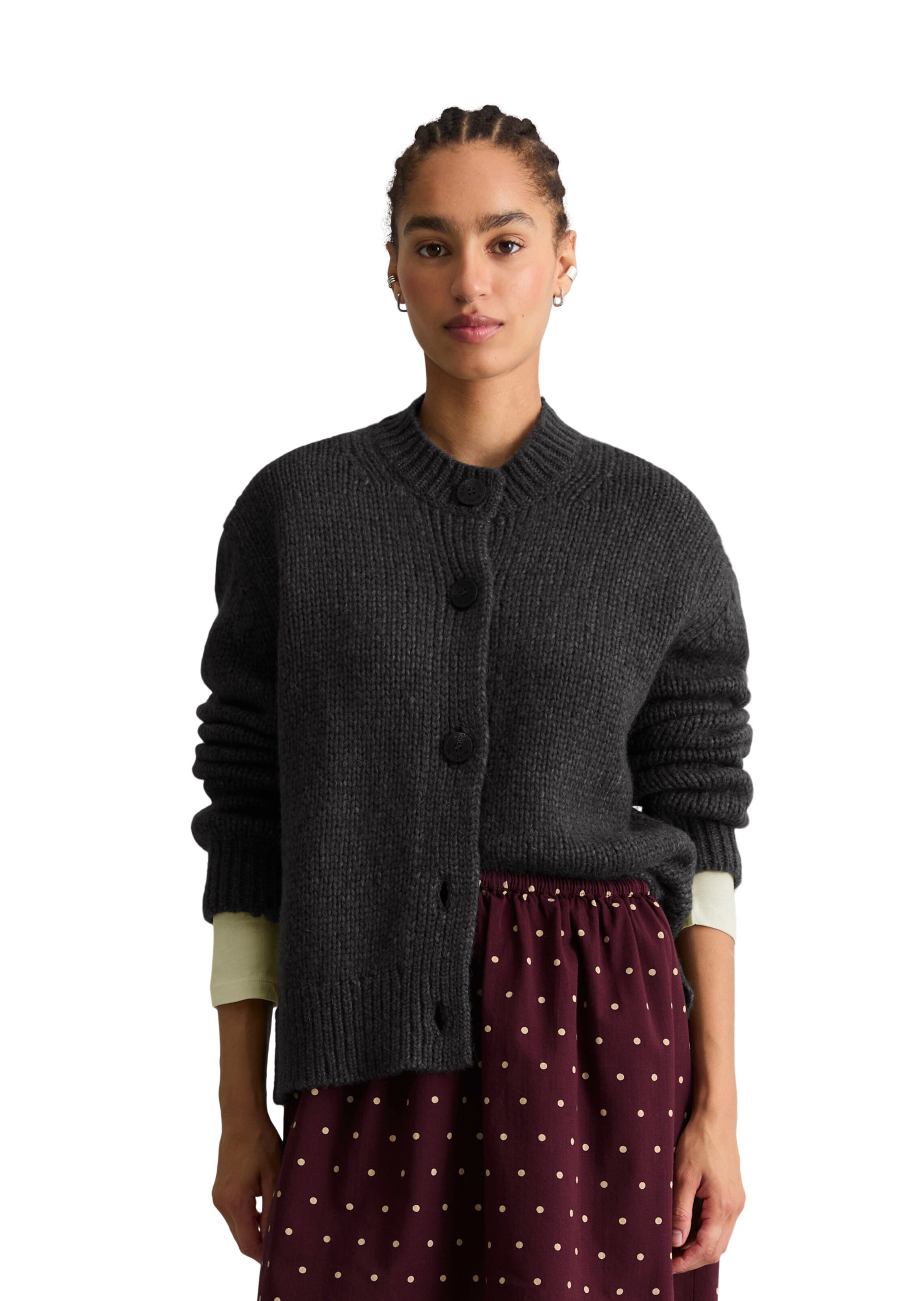 Marc O'Polo DENIM Strickjacke in Grau: Vorderseite