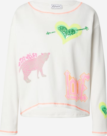 Grace Sweatshirt 'Tiger Love Heart' in Weiß: predná strana