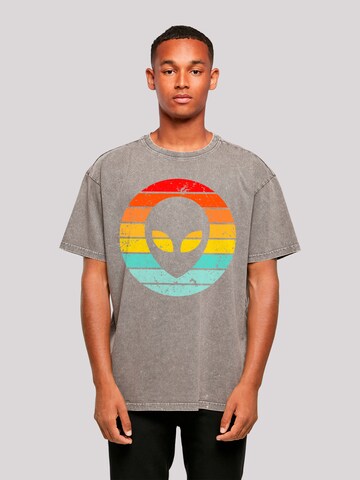 T-Shirt 'Alien Retro Sonnenuntergang' F4NT4STIC en gris : devant