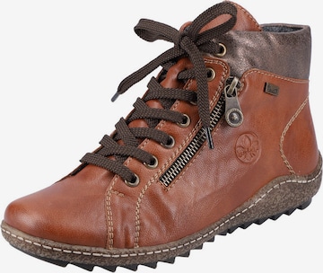 RIEKER Lace-Up Ankle Boots in Brown: front
