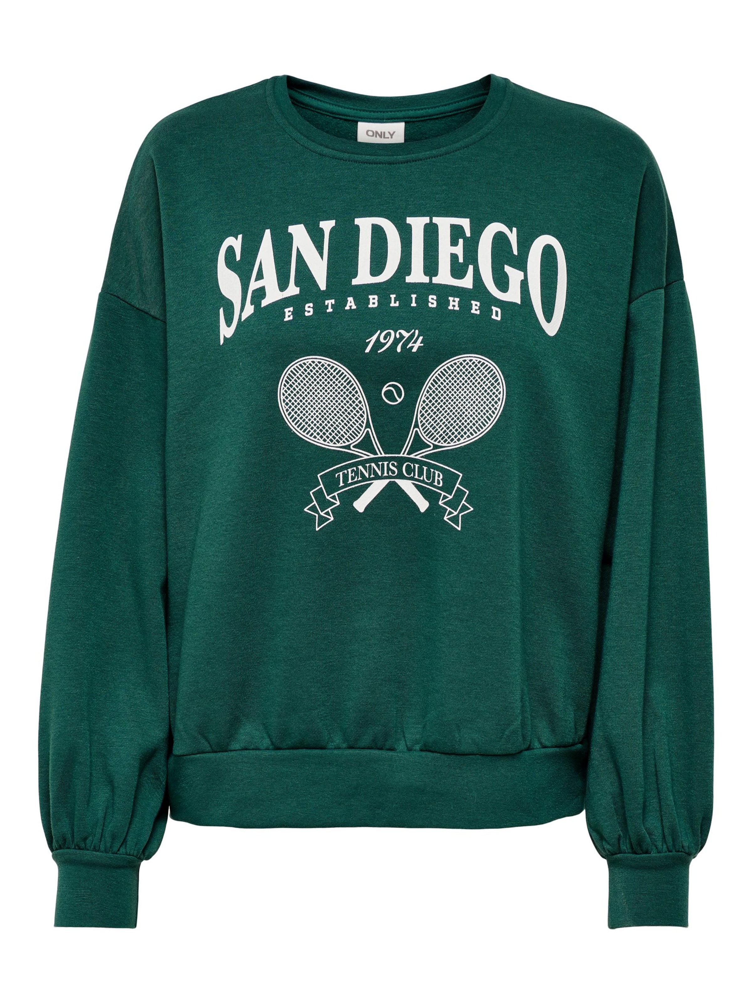 Sweats Sweat-shirt Retro Tennis ONLY en Vert Foncé 
