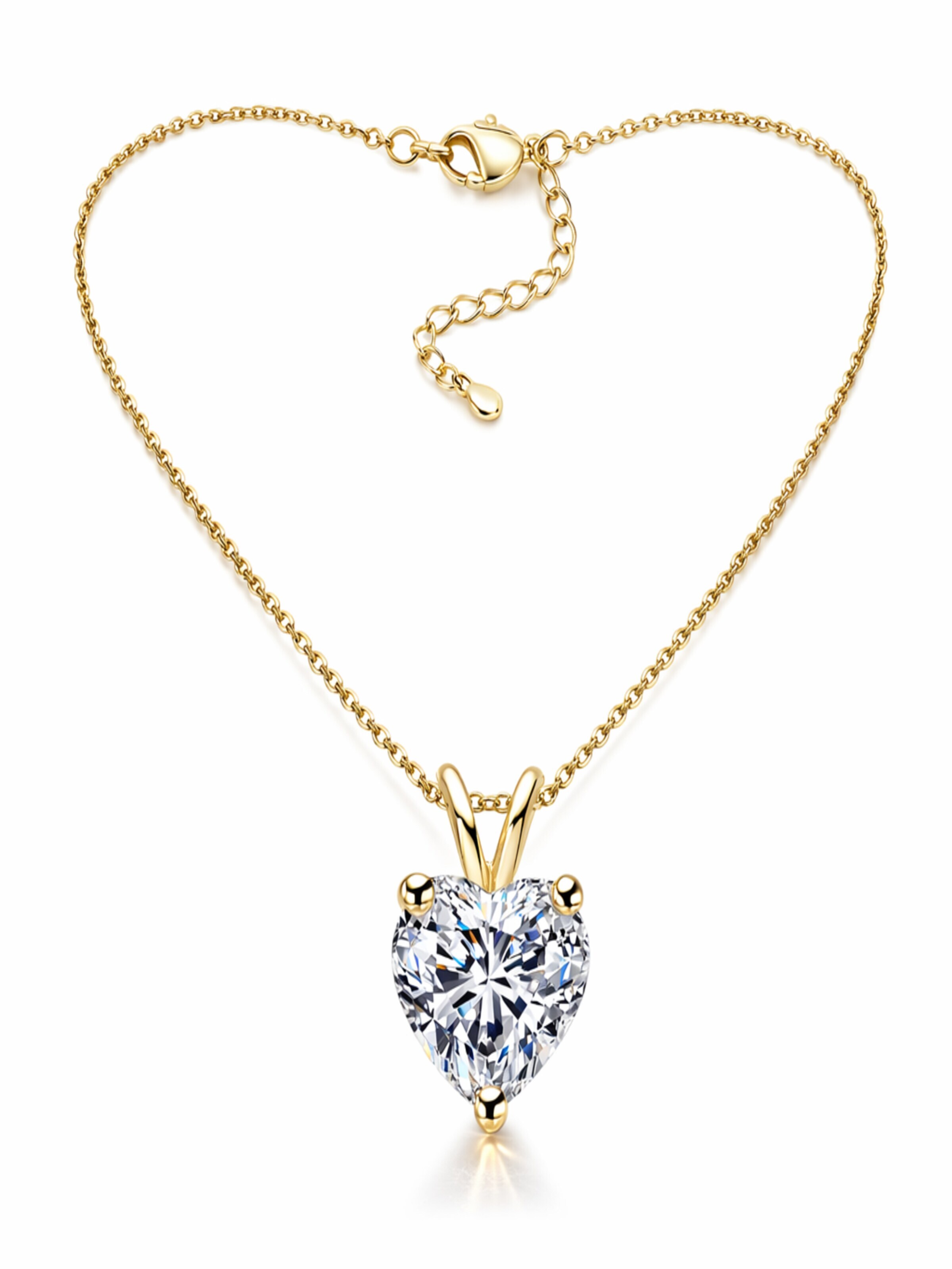 ROUGEMONT Jewellery Kette 'Exquisite Herz Halskette Moissanit Diamant 925 Sterling Silber'‌‌‌‌ in Gold: Vorderseite