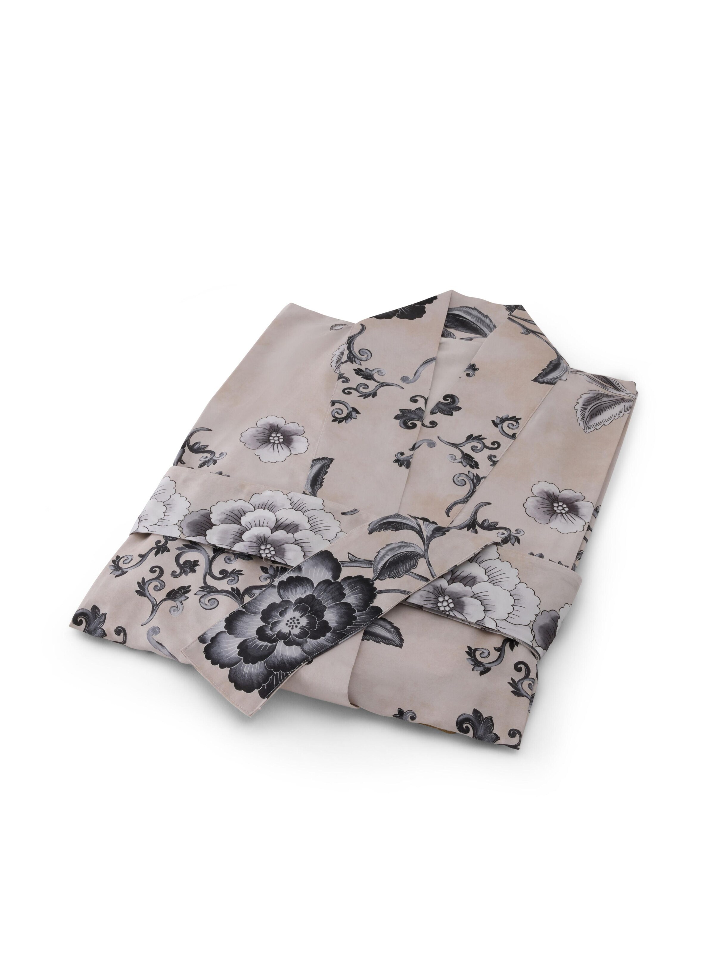 BASSETTI Kimono 'PARAGGI'  aus reinem Baumwollsatin in Beige: Vorderseite