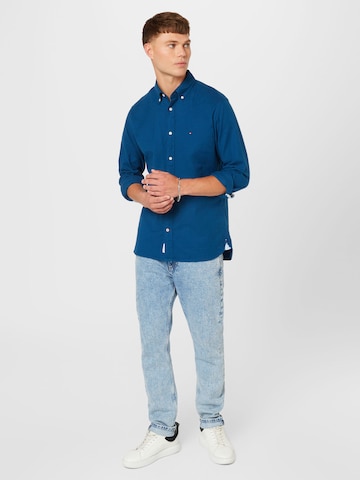TOMMY HILFIGER Regular fit Button Up Shirt 'Flex' in Blue