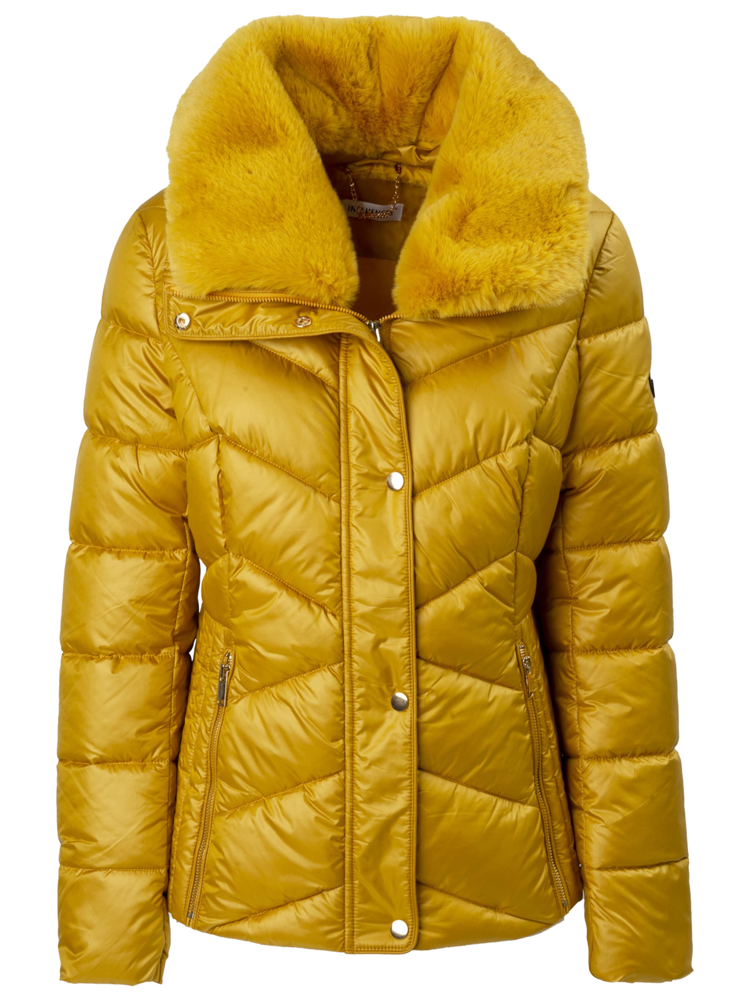 Influencer Χειμερινό μπουφάν σε κίτρινο: μπροστά