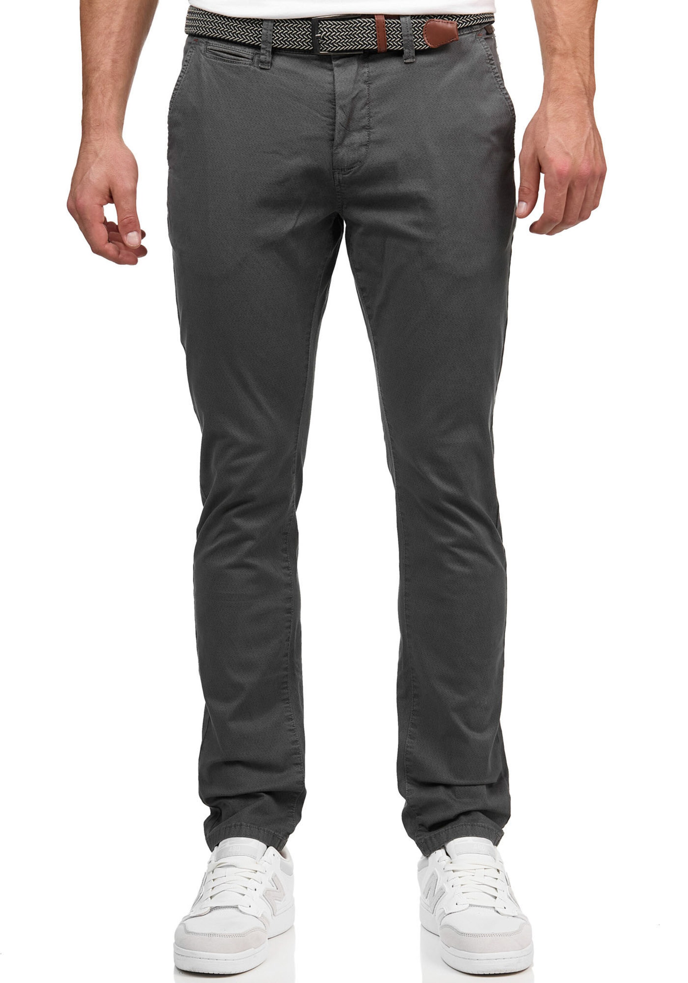 INDICODE JEANS Regular Chino Pants in Grey: front