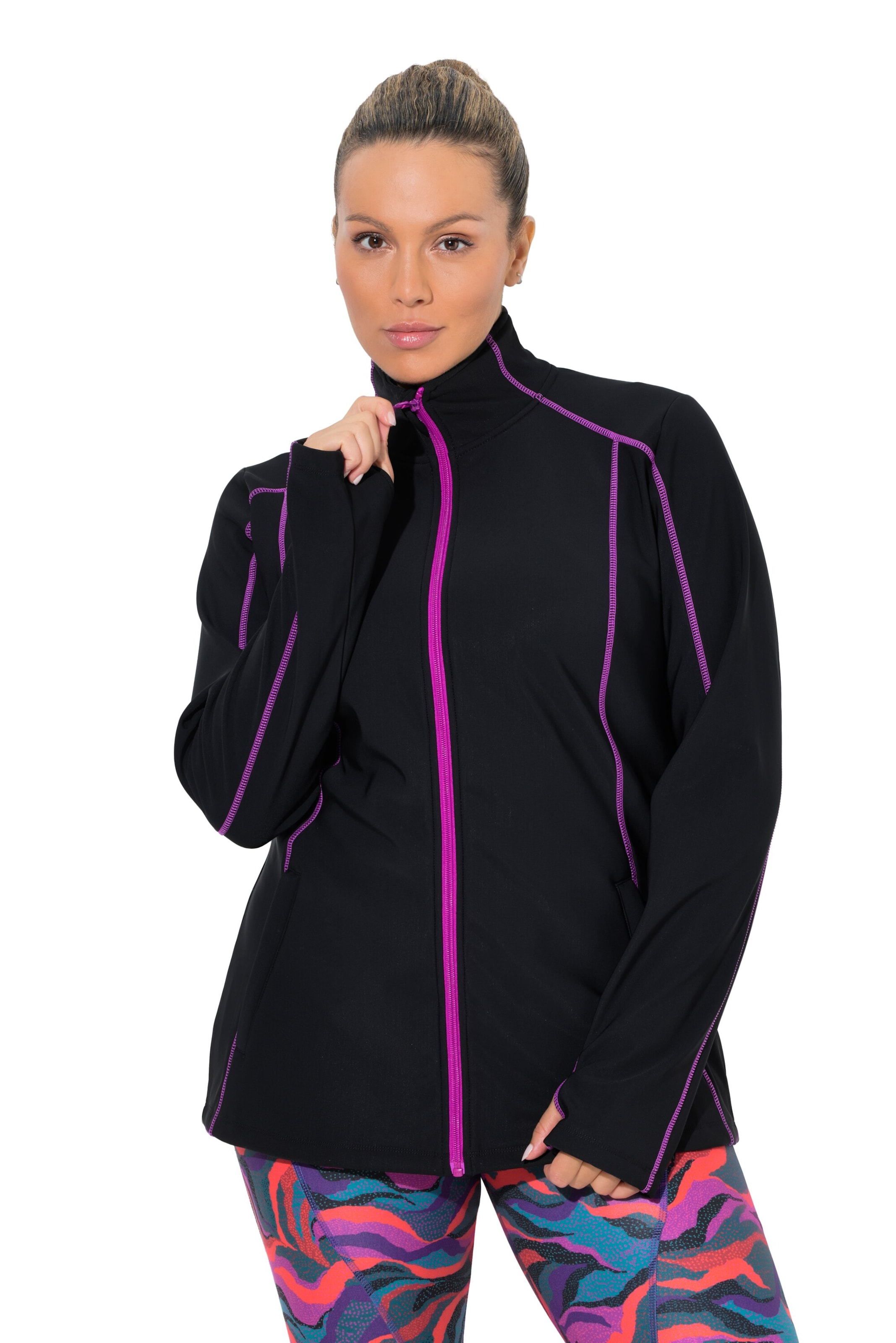 Ulla Popken Sweat jacket in Black: front