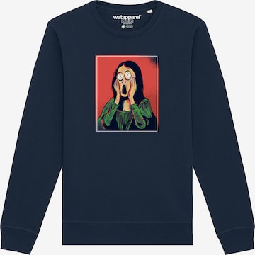 Sweat-shirt ' Mona Lisa Scream ' Watapparel en bleu : devant