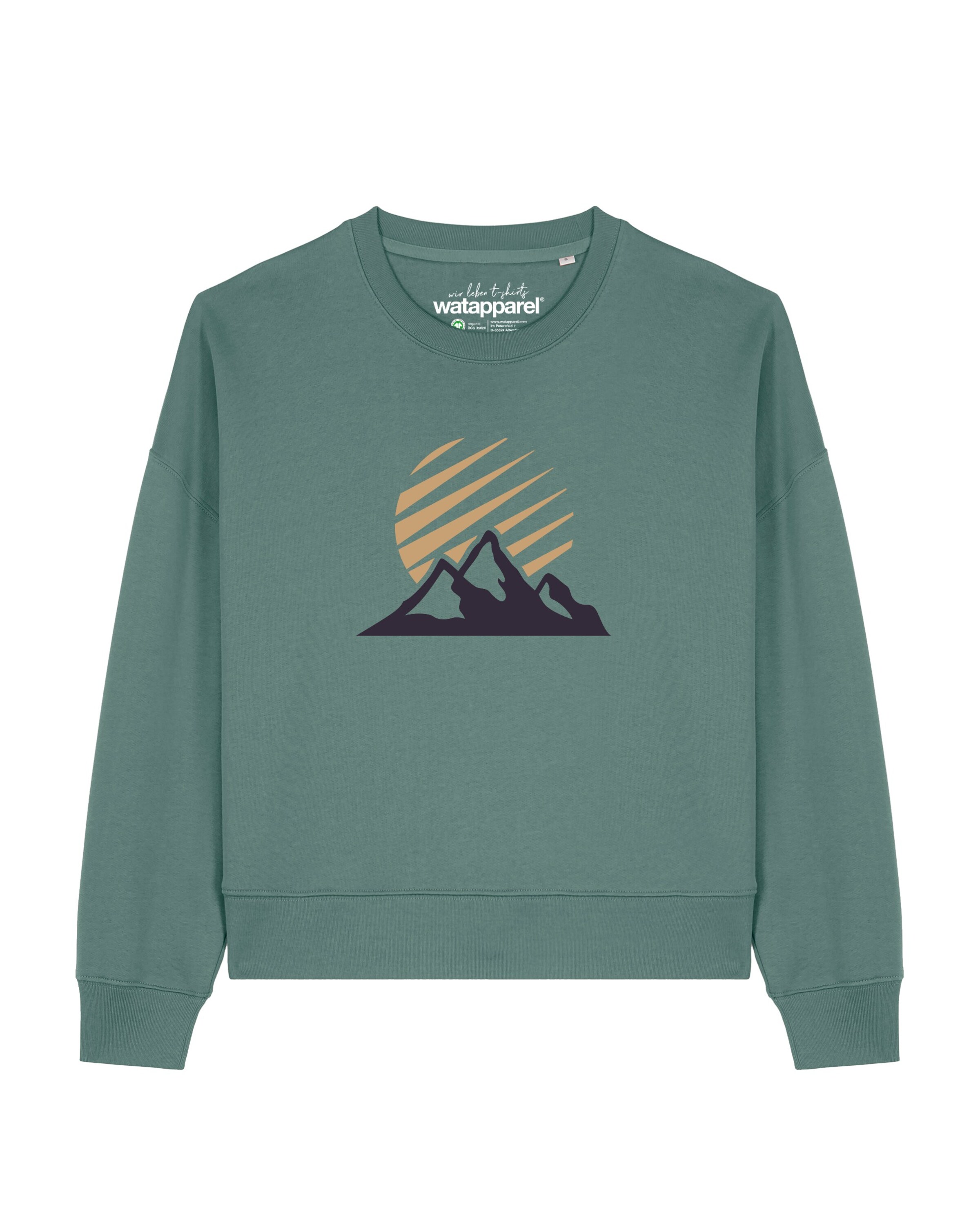 Watapparel Sweatshirt 'Mountain And Sun' in Grün: Vorderseite