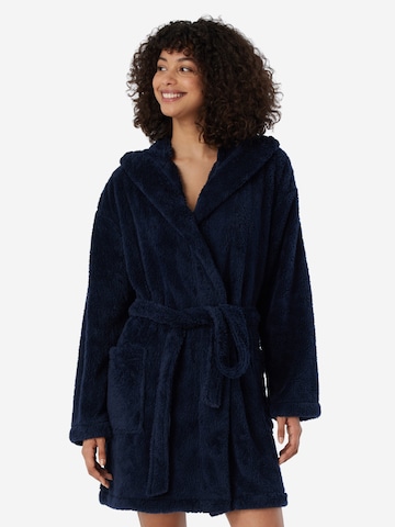SCHIESSER Bademantel lang 'Teddy Fleece' in Blau
