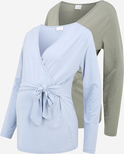 Mamalicious Curve Shirt 'CHARLIE' in de kleur Lichtblauw / Kaki, Productweergave