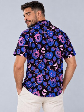 King Kameha Shirt 'Helloween Pumpkin Web' in Blue